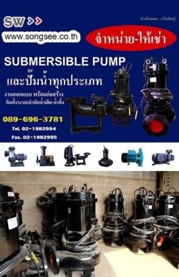 ขายปั๊มน้ำ-ให้เช่าปั๊มน้ำ SUBMERSIBLE PUMP ปั๊มน้ำอุตสาหกรรม ปั๊มน้ำทุกประเภท รับงานระบายน้ำ