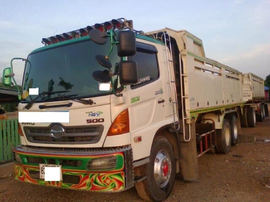 ขายรถสิบล้อ HIno MEGA FM 260 แรง NGV ก๊าชโรงงาน พ่วงแม่ลูก 3คานแท้ ดั้ม อู่หน้าพระลาน  เอกสารพร้อมโอน