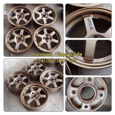 ขายแม็กมือ2 TE37 สีน้ำตาลไหม้ขอบชา ขอบ 15 กว้าง 7 4 รู100 ราคา 8,500 บาทถูก