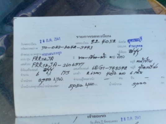 ขายรถบรรทุกหกล้อดั้มเกษตรอีซูซูร็อคกี้ FRR32 ปี41 เครื่อง 1 75 แรงม้า มีสโลว์กลาง