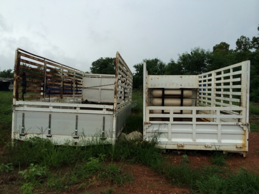 ขายกะบะอีซูซุ 6 ล้อช่วงยาว 5 เมตร กะบะเหล็ก แผงข้างมิเนียม มีคอกสูง ถอดจาก อีผซูซุ NPR