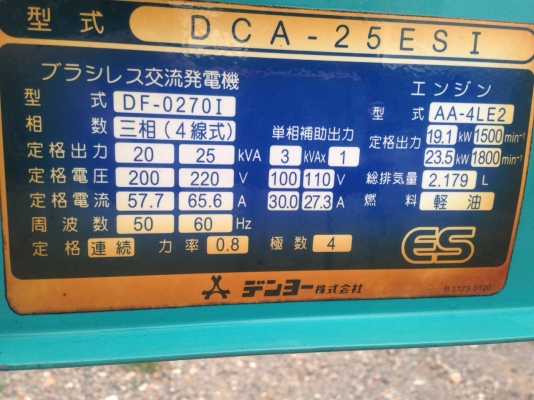 ขายเครื่องปั่นไฟ Denyo 25 Es