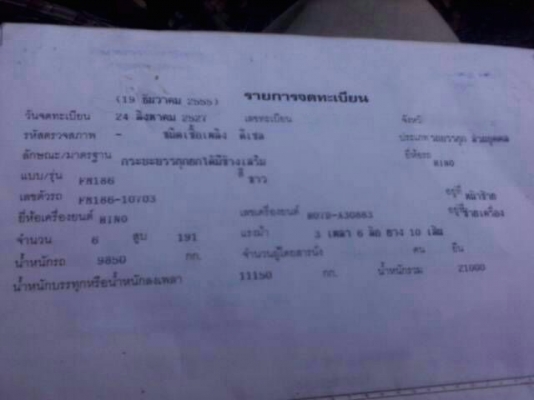 รถฮีโน่ 10 ล้อดั้ม F18 เปลื่ยนเครื่อง 195 แรงม้า. ปี 27.  สนใจติดต่อ 081 - 6079515