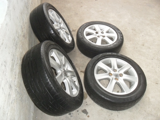 ล้อแม็ก 15นิ้ว 4รู100 พร้อมยาง 195/55R15ปี11 สวยๆ 4 ล้อ ราคา 4300 บาท