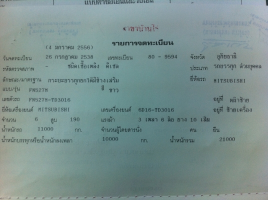 MITSUBISHI FUSO TD ตัวรถ FN527M-TD3016 เครื่อง 6D16-TD3016 คัสซีสวย สภาพพร้อมใช้ ทะเบียนพร้อมโอน MITSUBISHI FUSO TD ตัวรถ FN527M-TD3016 เครื่อง 6D16-TD3016 คัสซีสวย สภาพพร้อมใช้ ทะเบียนพร้อมโอน