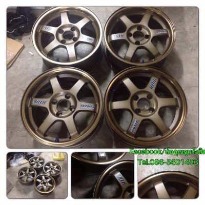 ขายแม็กมือ2 TE37 สีน้ำตาลไหม้ขอบชา ขอบ 15 กว้าง 7 4 รู100 ราคา 7,700 บาทถูก