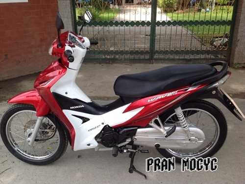 ขายhonda wave 110i สตาร์ทมือสีเเดงขาว ปี2556