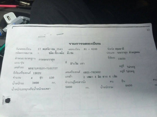 ขาย NPR 130 แรง ยาว 5 เมตร  ขายตัดตามสภาพ