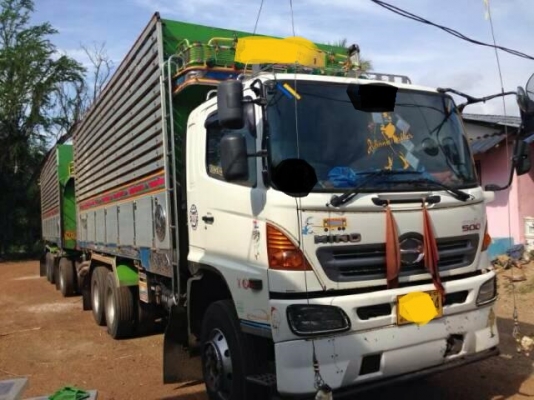 ขายรถสิบล้อพ่วงแม่ลูก HIno FM1A 344แรง ปี52คอกเกษตรดั้ม มิเนียม รถพร้อมใช้งาน