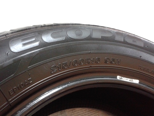 ยาง,215-60-16 Bridgestone ECOPIA สภาพเต็มปี13หนึ่งคู่ 2,400
