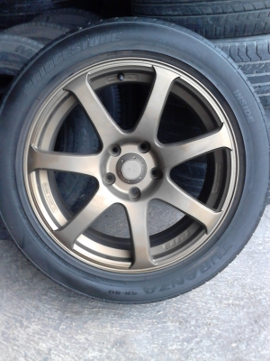 5 รูขนาด TOYOTA ขอบ 17 LENSO MIC 7.5JJX17 พร้อมยาง BRIDGESTONE 225/50R17 ชุด 4 ล้อ โทร.081-427-3941