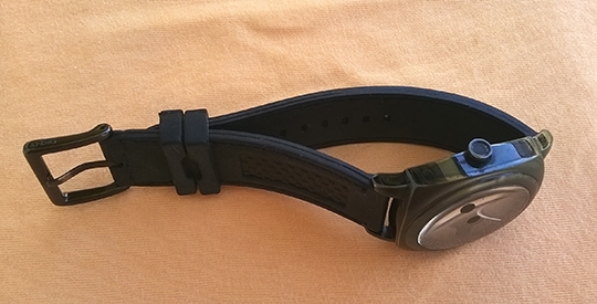 DKNY Quartz Jump hour (ชั่วโมงกระโดด) เรือน stainless รมดำ สายยาง หน้าดำ