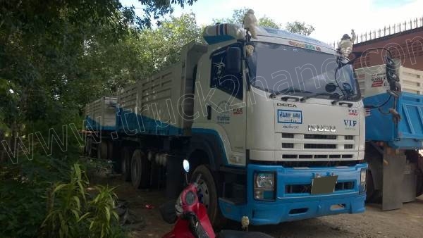 รถดั๊มบรรทุก 10 ล้อแม่-ลูก 3 คานแท้ ยี่ห้อ ISUZU 360 แรงม้า ปี 2556 รถใช้งานได้ 99,350 กิโล