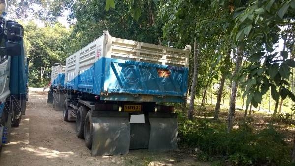 รถดั๊มบรรทุก 10 ล้อแม่-ลูก 3 คานแท้ ยี่ห้อ ISUZU 360 แรงม้า ปี 2556 รถใช้งานได้ 99,350 กิโล