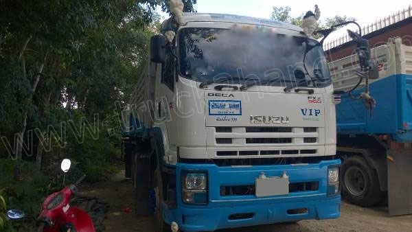 รถดั๊มบรรทุก 10 ล้อแม่-ลูก 3 คานแท้ ยี่ห้อ ISUZU 360 แรงม้า ปี 2556 รถใช้งานได้ 99,350 กิโล