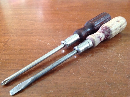 ขายไขควงด้ามไม้ Vintage Stanley &amp; United Tempered U.S.A. แพคคู่