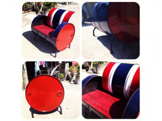 โซฟาทำจากถัง 200 ลิตร สไตร์วินเทจ แนวๆ ราคาย่อมเยา