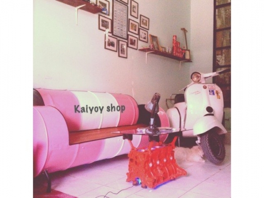 โซฟาทำจากถัง 200 ลิตร สไตร์วินเทจ แนวๆ ราคาย่อมเยา