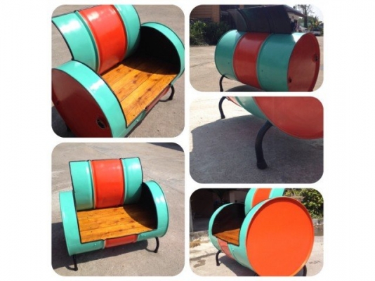 โซฟาทำจากถัง 200 ลิตร สไตร์วินเทจ แนวๆ ราคาย่อมเยา