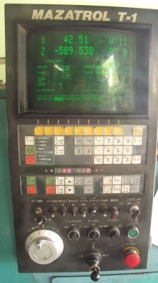 ขายถูกด่วน CNC LATHE MAZAK หัวจับ 10 นิ้ว กลึงงานโต 350 มม. ได้ยาว 1,050 มม. มียันศูนย์ ใช้งานง่ายกดปุ่มเลื่อนวิ่งออโต้ทั้งแท่น ได้เลย TURRET 8 TOOLS