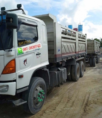 ขายรถดั้มพ์ 22 ล้อ พ่วงแม่-ลูก กระบะสามมิตร HINO 344 แรงม้า