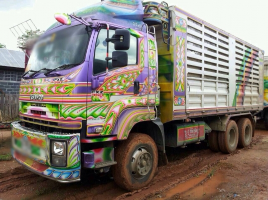 ขายรถบรรทุกพ่วง ISUZU DECA 360 แรง ปี 52 กระบะดัมพ์คอกเกษตรอู่ซีทีทรัค ลูก 3 เพลาแท้ยาว 7 เมตร