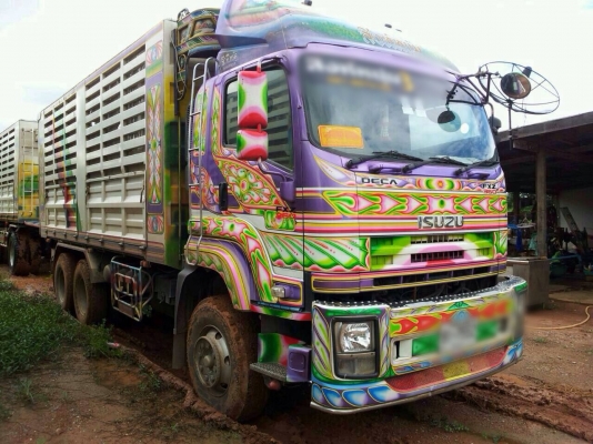 ขายรถบรรทุกพ่วง ISUZU DECA 360 แรง ปี 52 กระบะดัมพ์คอกเกษตรอู่ซีทีทรัค ลูก 3 เพลาแท้ยาว 7 เมตร