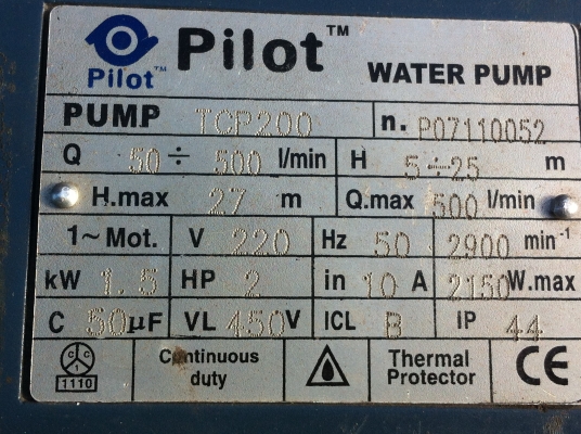 ปั็มน้ำ PILOT ขนาด 2 แรงม้า 2 นิ้ว อัตราการไหลอยูที่ 500 ลิตร / นาที ส่งขึ้นสูงได้ 27 ม. หน้าเรื่อนตัวปั้มขนาดใหญ่ ปั็มน้ำ PILOT ขนาด 2 แรงม้า 2 นิ้ว อัตราการไหลอยูที่ 500 ลิตร / นาที ส่งขึ้นสูงได้ 27 ม. หน้าเรื่อนตัวปั้มขนาดใหญ่