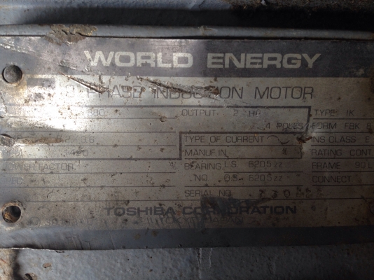 ขายมอเตอร์เกียร์ Toshiba 2 HP. 380 V หัวเกียร์ SKK made in Japan อัตราทด 1:20 สภาพดี วิ่งนิ่ม พร้อมใช้งาน
