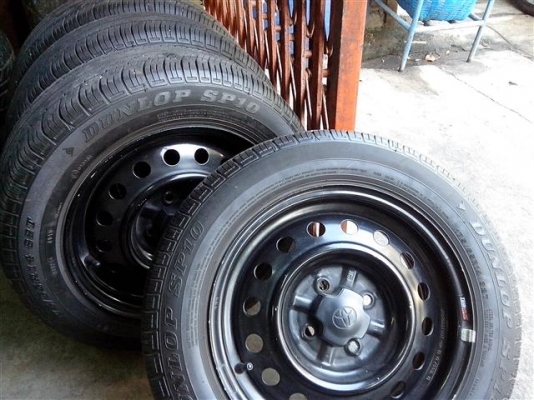 ขายล้อกะทะVios ขอบ 14นิ้ว ยาง Dunlop sp10 ขนาด 175/65/14