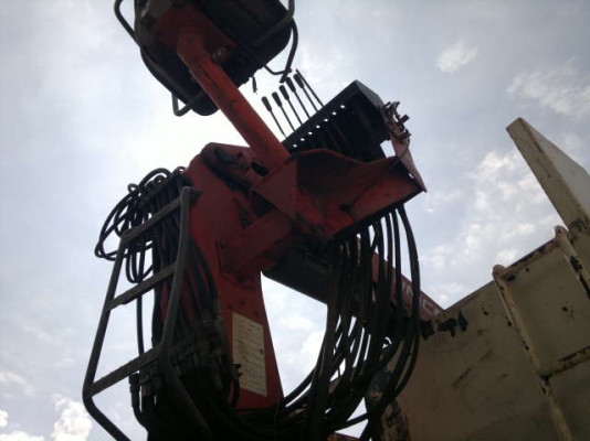 ขายรถ 10 ล้อ เพลาเดียว กระบะเหล็กคอกสูง ติดตั้ง เฮี๊ยบมือขยุ้ม  5 ตัน HINO FM รถสวย พร้อมใช้