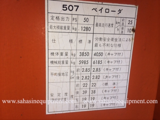 รถตัก นำเข้า 507 S/N 524XX บจก.สหสินอีควิปเม้นท์ โทร.081-5851880, 02-5168100-1 รถตัก นำเข้า 507 S/N 524XX บจก.สหสินอีควิปเม้นท์ โทร.081-5851880, 02-5168100-1