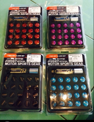 ขายน็อตล้อสีแต่ง Rays สกรีด ชุดละ 600 บาท แดปเตอร์ จุ๊บ คอพวงมาลัยแต่งถอดได้