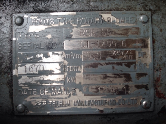 ขายโบวเวอร์อัดอากาศ Tsurumi made in Japan ขนาด มอเตอร์ 2 HP. 380 V หมุนนิ่ม สภาพดี พร้อมใช้งาน