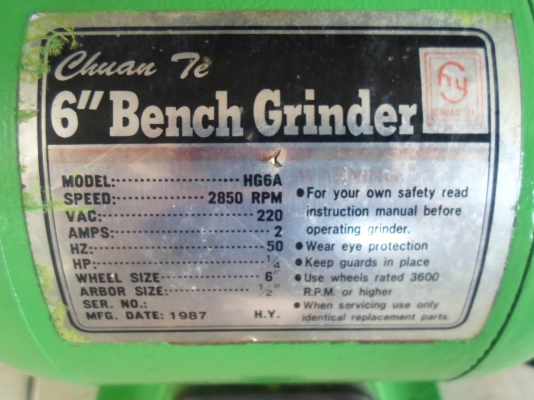 หินเจียร 6 นิ้ว ยี่ห้อ Bench  Grinder  พร้อมใช้ไฟบ้าน  2300