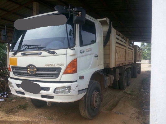 ขายรถพ่วงสิบล้อดัมพ์ HINO MEGA เครื่อง 320 แรง ปี 47 กระบะดัมพ์สามมิตร ลูก 2 เพลา
