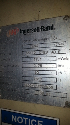 ขายปั๊มลมสกรู 120 แรงม้าพร้อมแอร์ดายเออร์ราคาชุดละ 180,000 บาทมี 2 ชุดทดลองได้