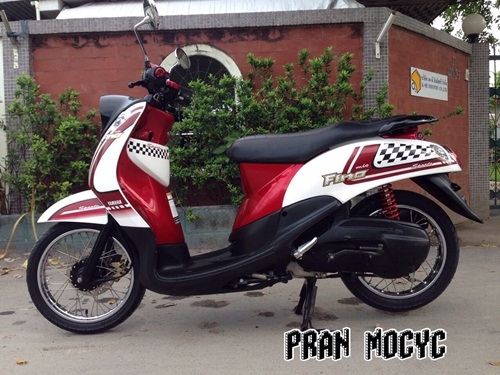 ขาย  yamaha fino สีขาวเเดง ปี2013