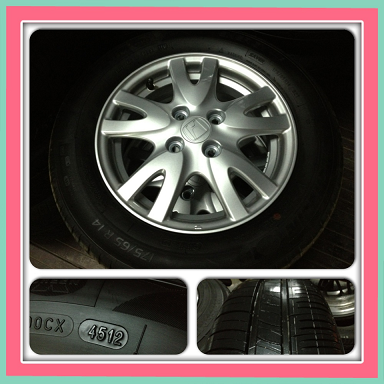 ขายแม็กเดิมมือ2 Honda Brio ขอบ14 4รู100+ยางป้ายแดงปี12ราคา 6900 บาท ราคาถูก.