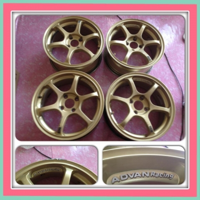 ขายแม็กซ์มือ2 ลาย Advan RG2 สีทอง ขอบ15 4 รู100 ราคา 7,300บาท ราคาถูก