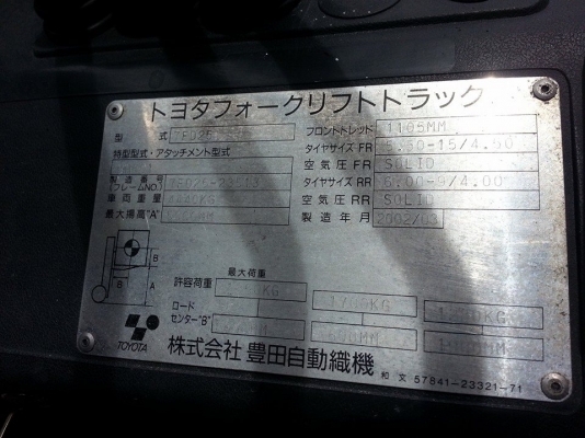 ขาย ฟอล์คลิฟต์ TOYOTA 7FD25  เสา 5 เมตร ฮิ้งฟอล์ค กระดก-เท งาได้