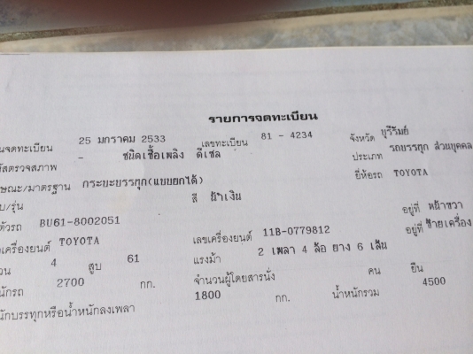 ขาย 6ล้อดั้มเล็ก TOYOTA  BU61 ขายไปสระแก้วแล้วครับขอบคุณทุกท่านที่สนใจ