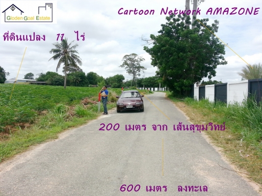 ขายที่ดิน11 ไร่ ติดสวนน้ำระดับโลก  cartoon network amazon  เหมาะทำโรงแรม 5 ดาว