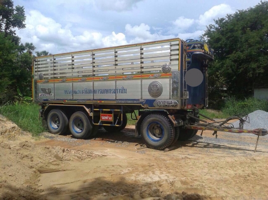 ขายดาว์นรถพ่วงสิบล้อดัมพ์ HINO 3M วางเครื่อง P11C-320 แรง ปี 39 ลูก 3 เพลาแท้ยาว 6.40 เมตร