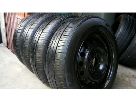 ล้อกะทะ nissan march almera ยาง maxxiss 165 70 14 ปี15 ดอกยางหนา
