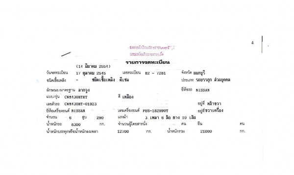 ขายหัวลาก Nissan UD290 เทอร์โบ หางคอก 2 เพลา