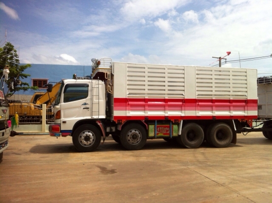 ขายรถพ่วงไม่ดัมพ์ HINO MEGA เครื่อง 260 แรง ปี 46 แม่ 12 ล้อ ลูก 2 เพลา กระบะเหล็กไม่ดัมพ์
