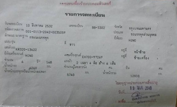 Hino KR320 หกล้อดั้ม เครื่อง EH700, 6 สูบ ยาง 9" พร้อมใช้