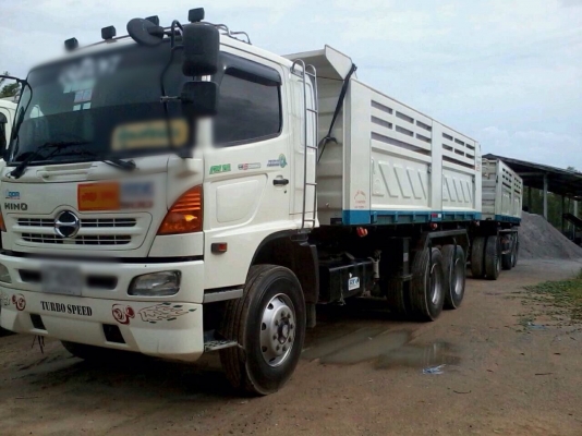 ขายรถพ่วงสิบล้อดัมพ์ HINO เครื่อง 330 แรง ปี 54 กระบะดัมพ์สามมิตร ลูก 3 เพลา ทะเบียนพร้อม