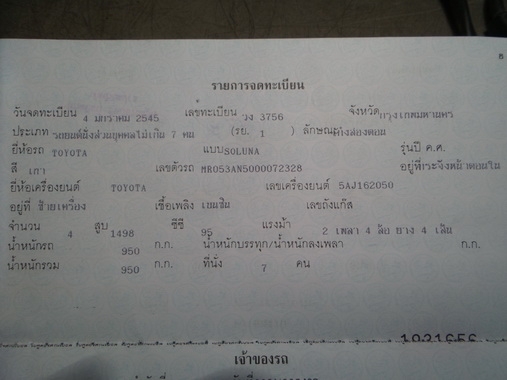 ขาย TOYOTA SOLUNA ไฟท้ายหยดน้ำ ปี 2002